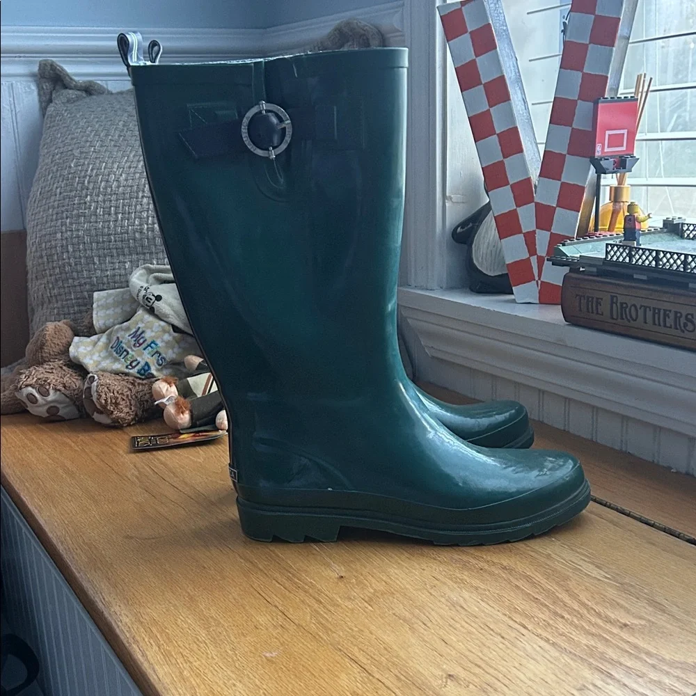 Nautica Dark Green Rain Boots - Picture 1 of 4